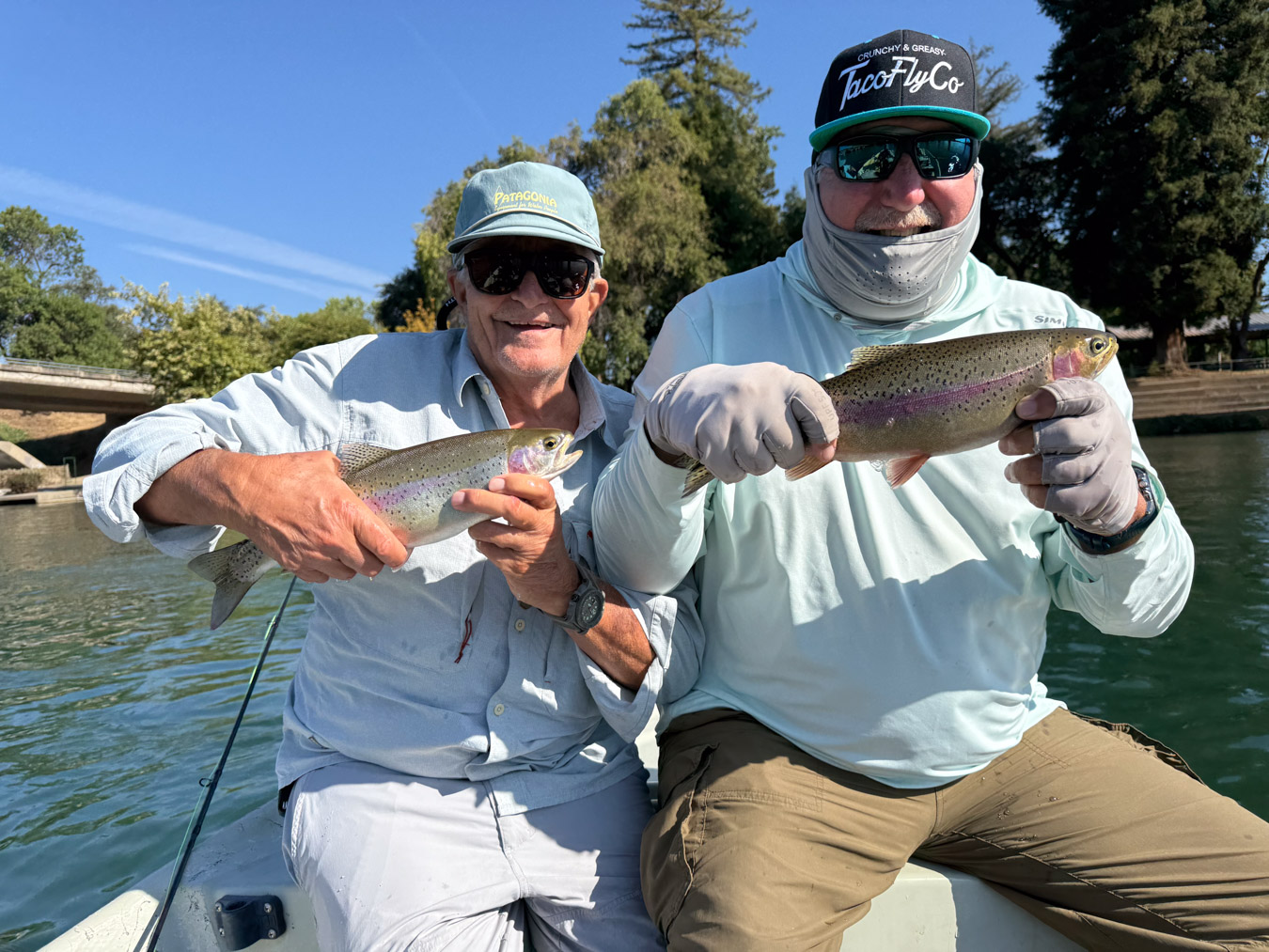 Two dudes with Lower Sacramento River Trout Rainbow trout