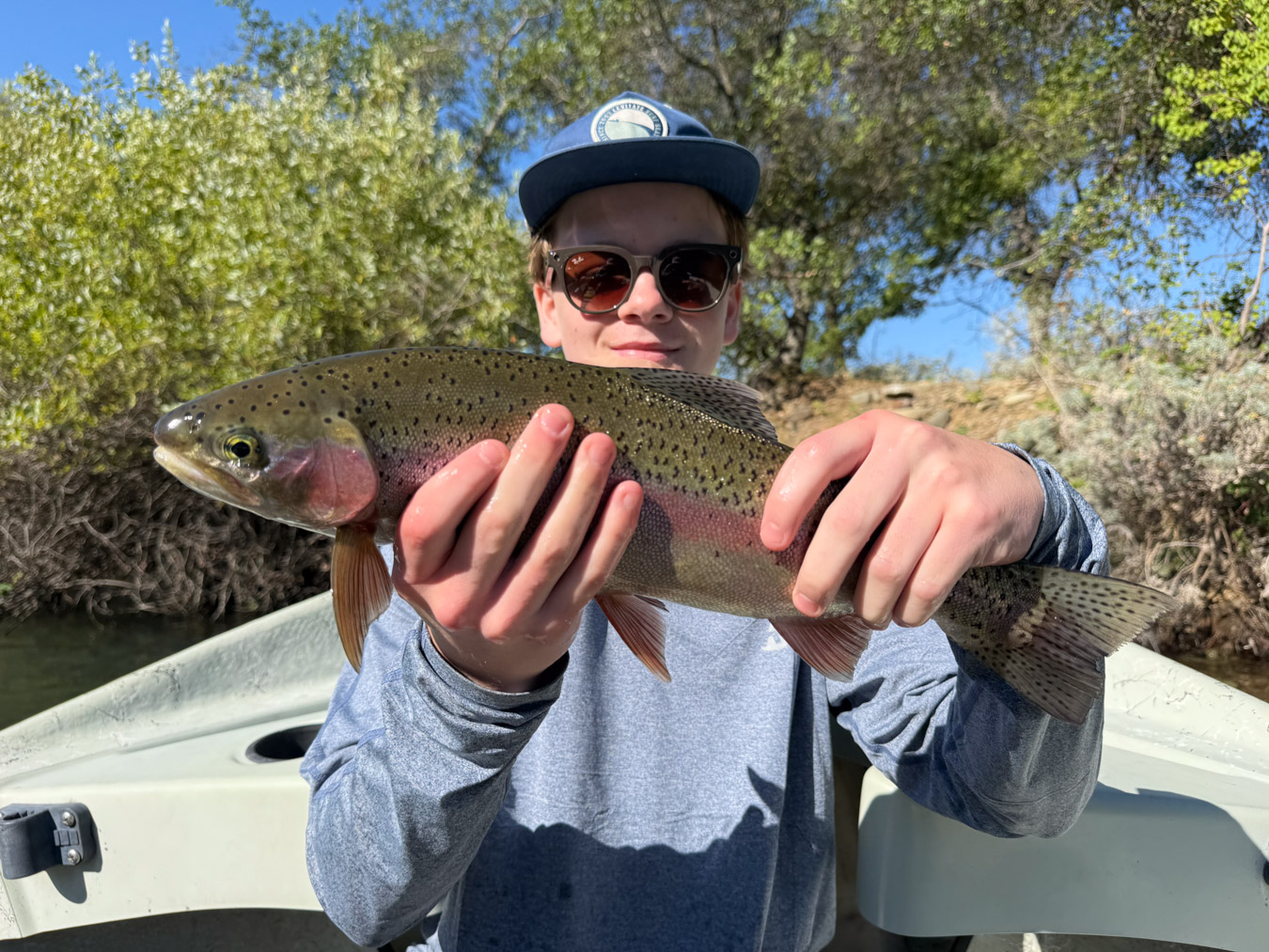 Collin and his nice Lower Sac rainbow