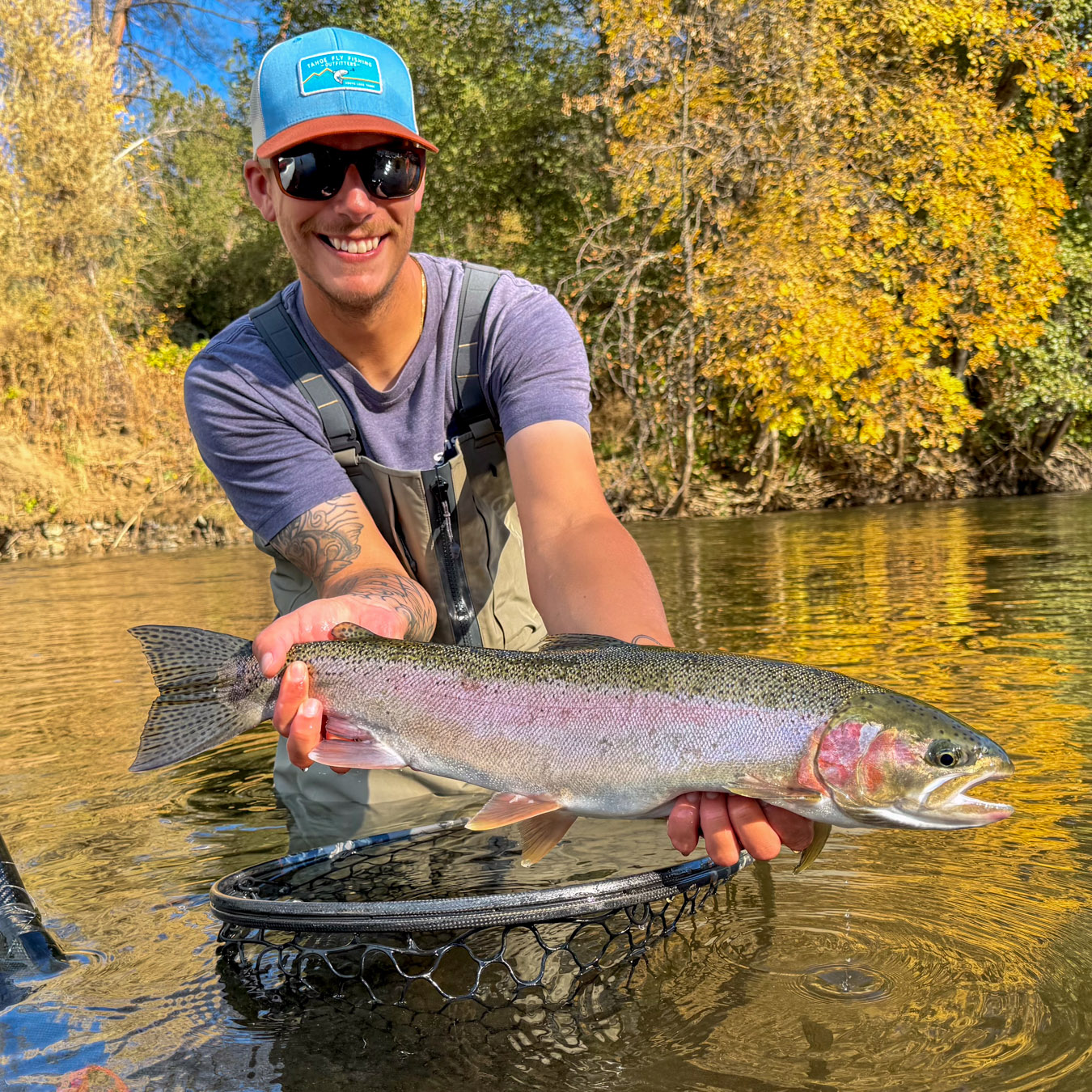 Man holding Trinity River steelhead